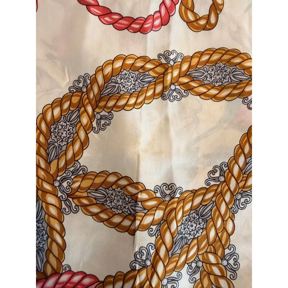 Moschino Silk Scarf Pace Amore e Fantasia Baroque Floral Gold Pink Square 35x35